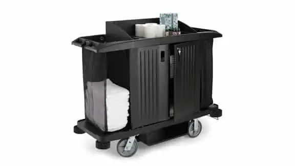 EXECUTIVE FULL SIZE HOUSEKEEPING CART WITH DOORS– TRADITIONAL, BLACK