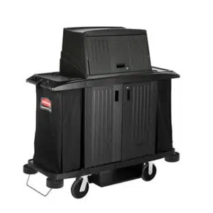 EXECUTIVE FULL SIZE HOUSEKEEPING CART WITH HOOD AND DOORS– TRADITIONAL, BLACK