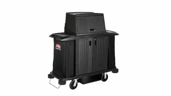 EXECUTIVE FULL SIZE HOUSEKEEPING CART WITH HOOD AND DOORS– TRADITIONAL, BLACK